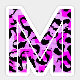 Abstract Letter M Watercolour Leopard Print Alphabet Sticker